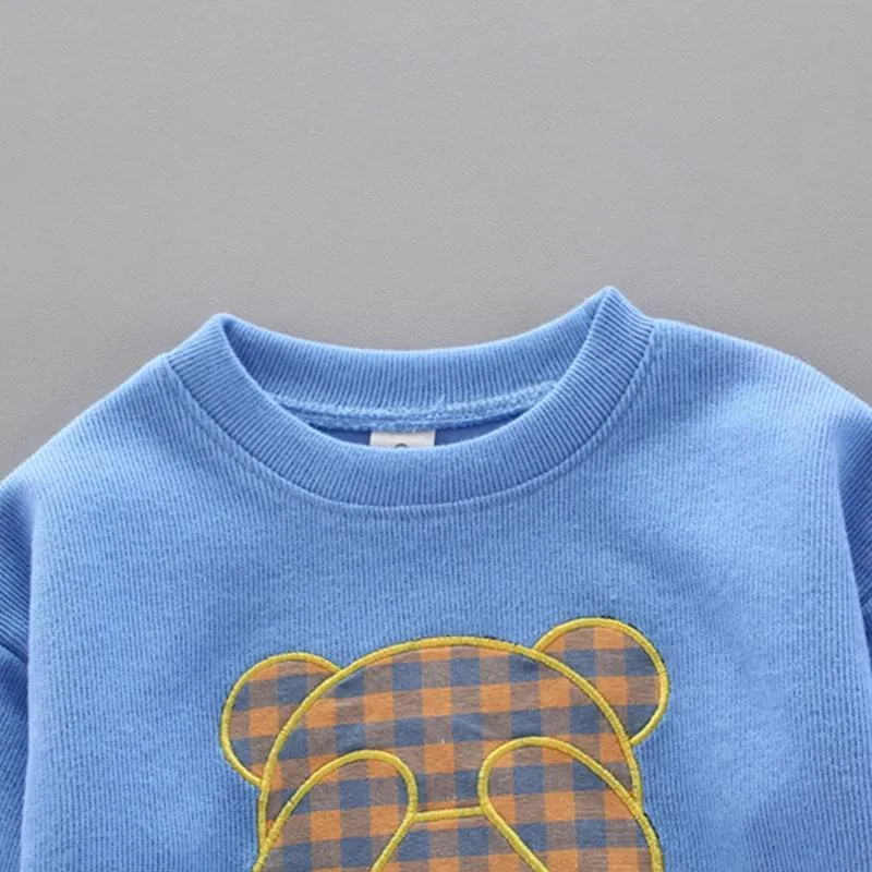 2-piece Bear Pattern Sweatshirts & Pants for Children Boy