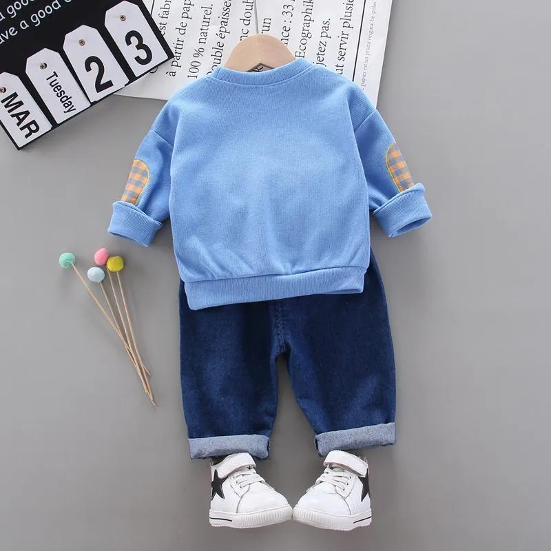 2-piece Bear Pattern Sweatshirts & Pants for Children Boy