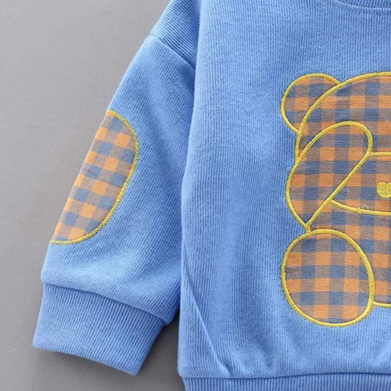 2-piece Bear Pattern Sweatshirts & Pants for Children Boy