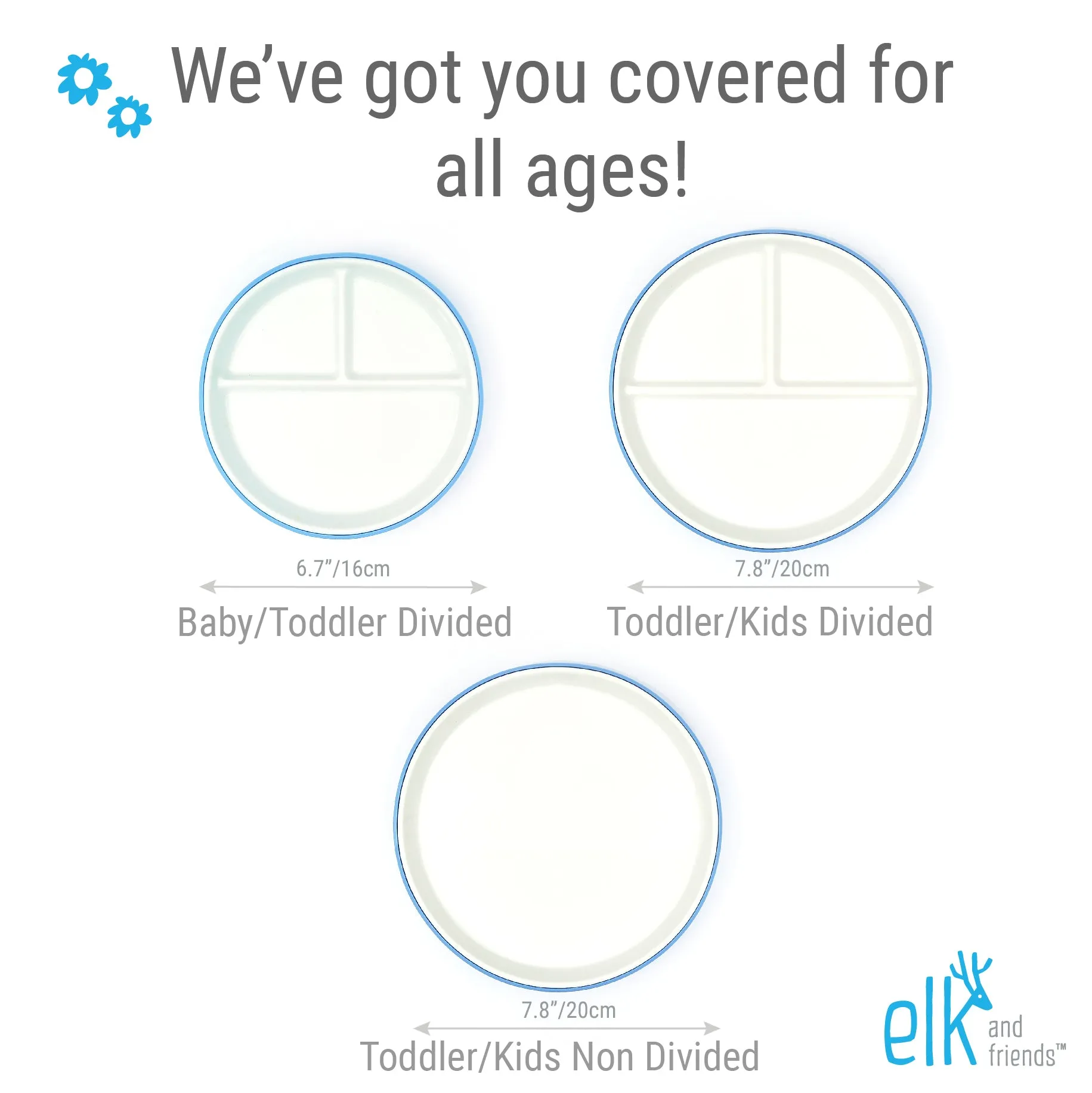 7.8"/20cm Porcelain White Plates with Silicone Sleeves