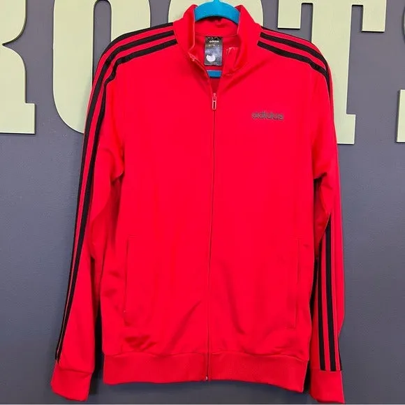 Adidas Men’s Red   Black Full Zip Tricot Track Jacket Small