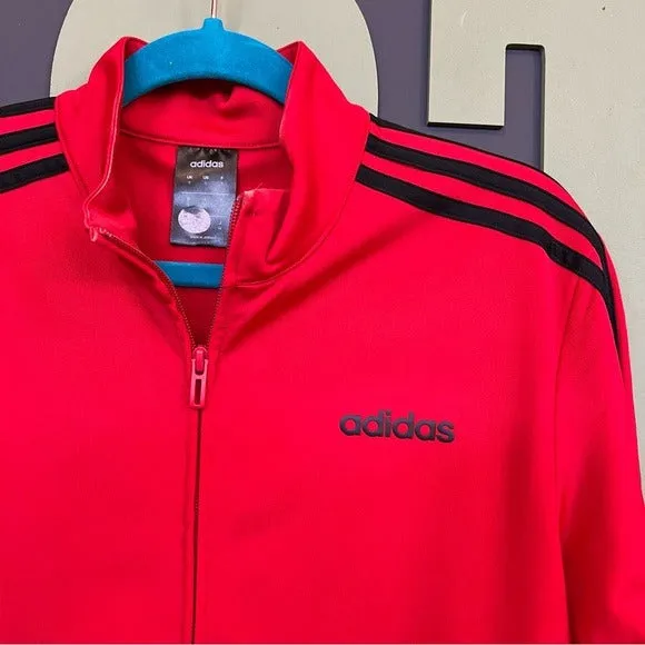 Adidas Men’s Red   Black Full Zip Tricot Track Jacket Small