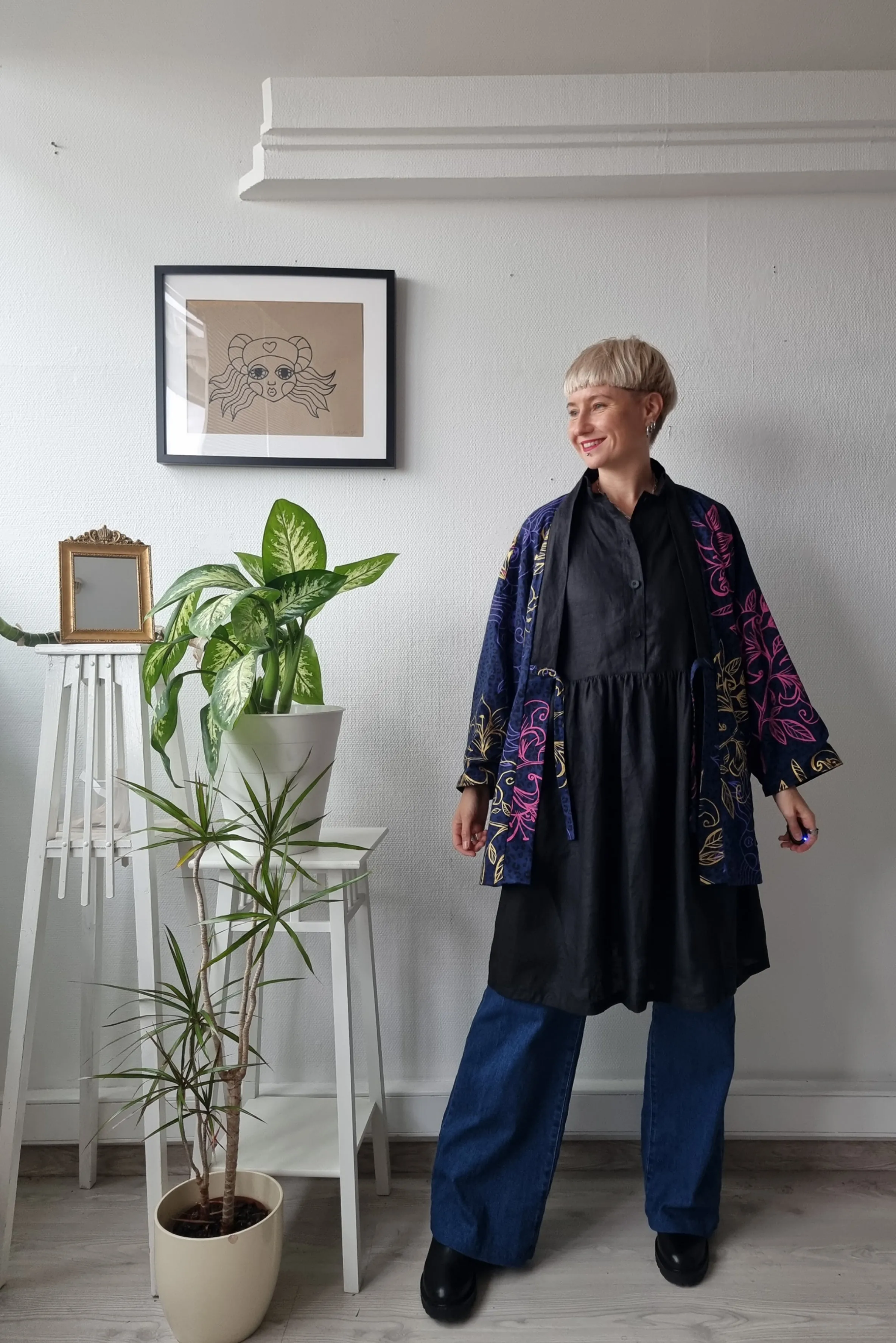 All Black Linen Oversized Mini Shirt Dress