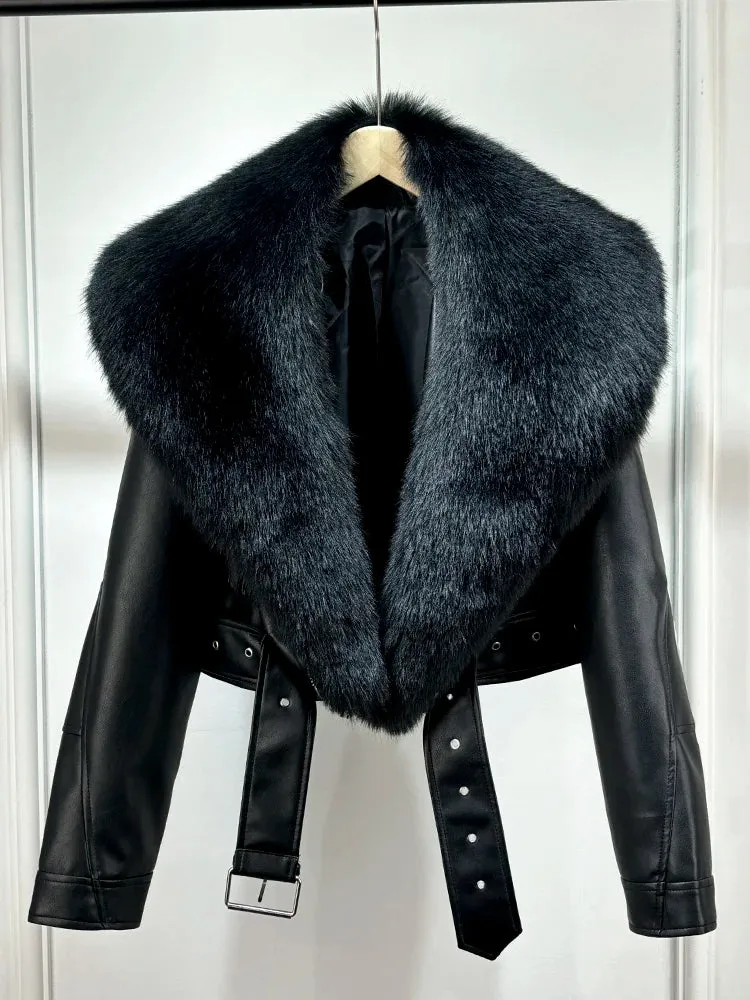Autumn Winter Women Casual Vintage Lamb Slim Jacket