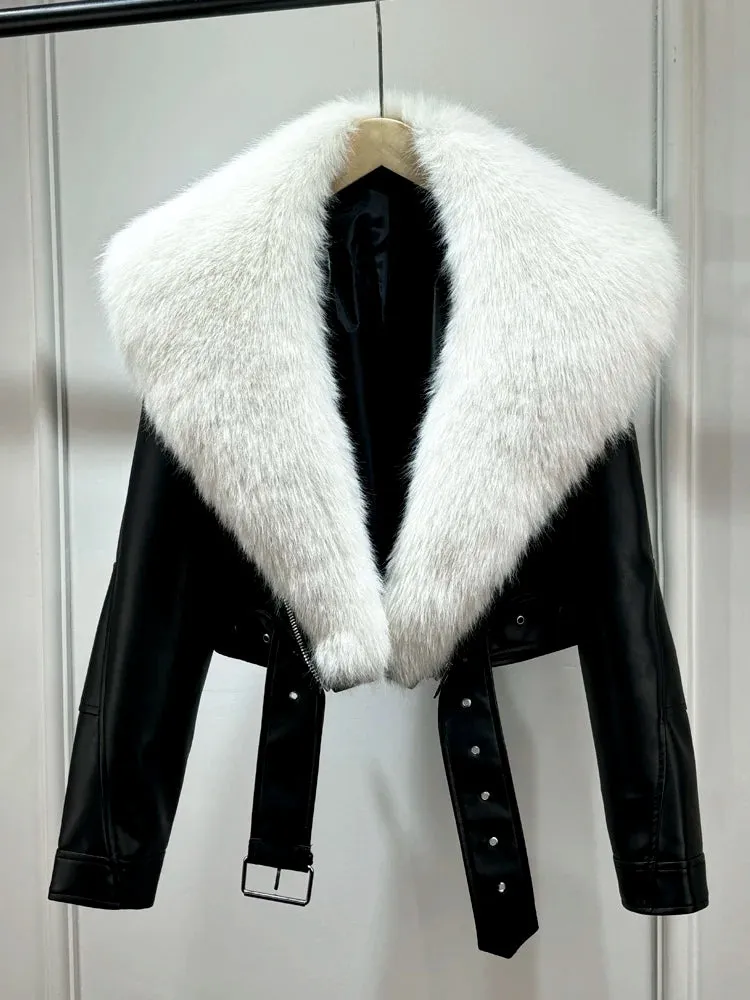 Autumn Winter Women Casual Vintage Lamb Slim Jacket
