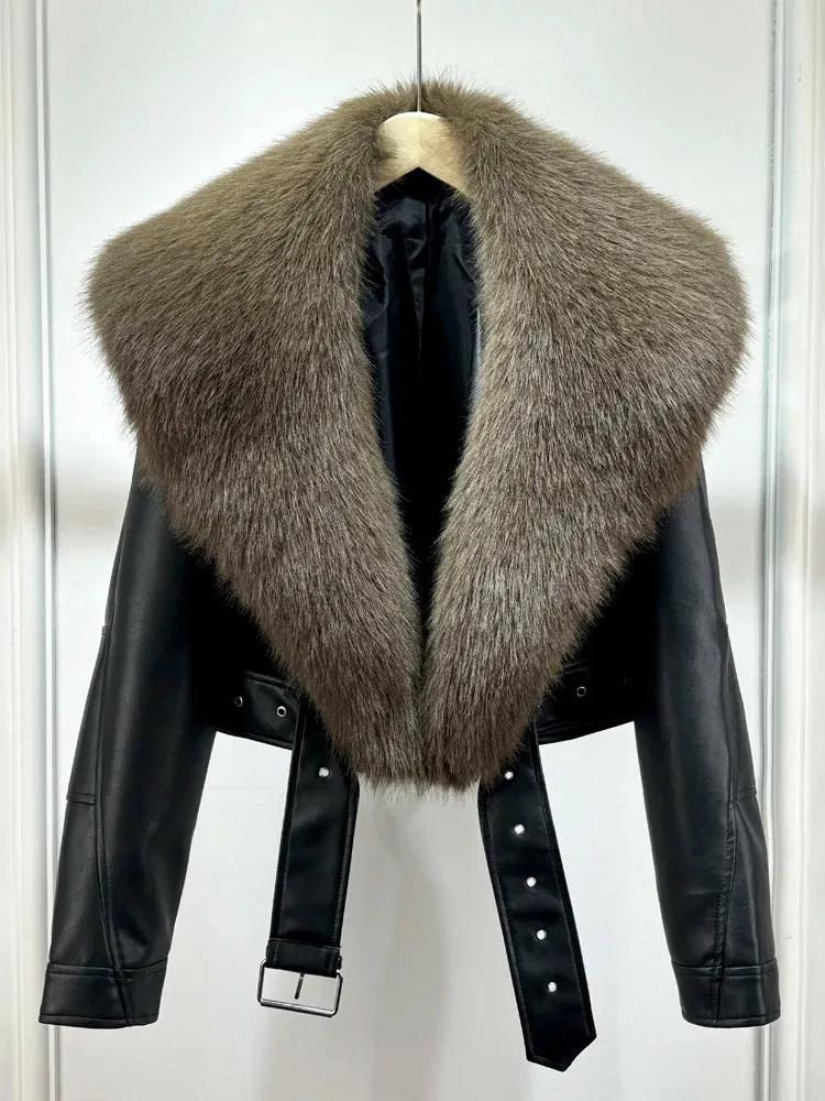 Autumn Winter Women Casual Vintage Lamb Slim Jacket