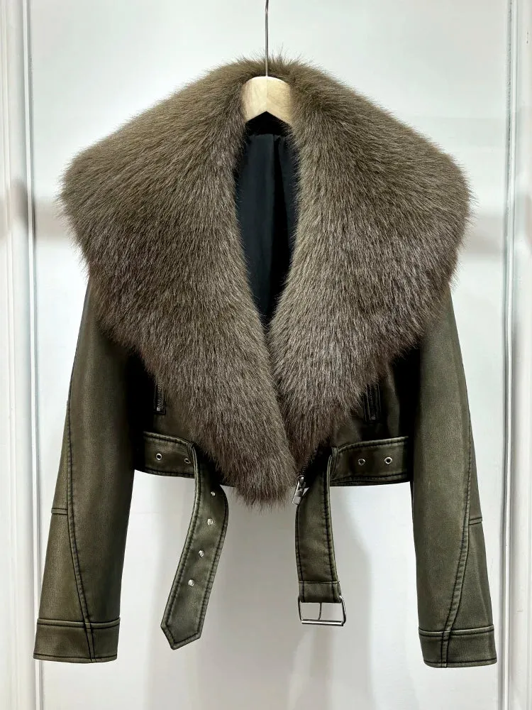 Autumn Winter Women Casual Vintage Lamb Slim Jacket
