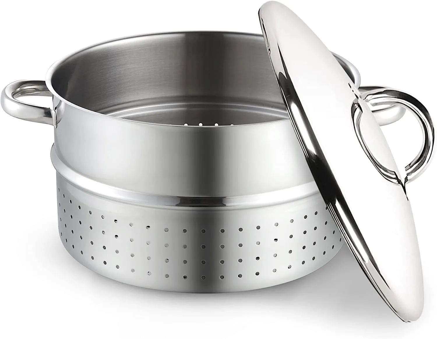 Cook N Home Basics Canning Juice Steamer Extractor Pot 11-Quart, Stainless Steel Multi-Purpose Jelly Steaming Cooking Pot, with Strainer/Loading Pan, Lid, 2 Hoses with Clamp, Mirror Satin