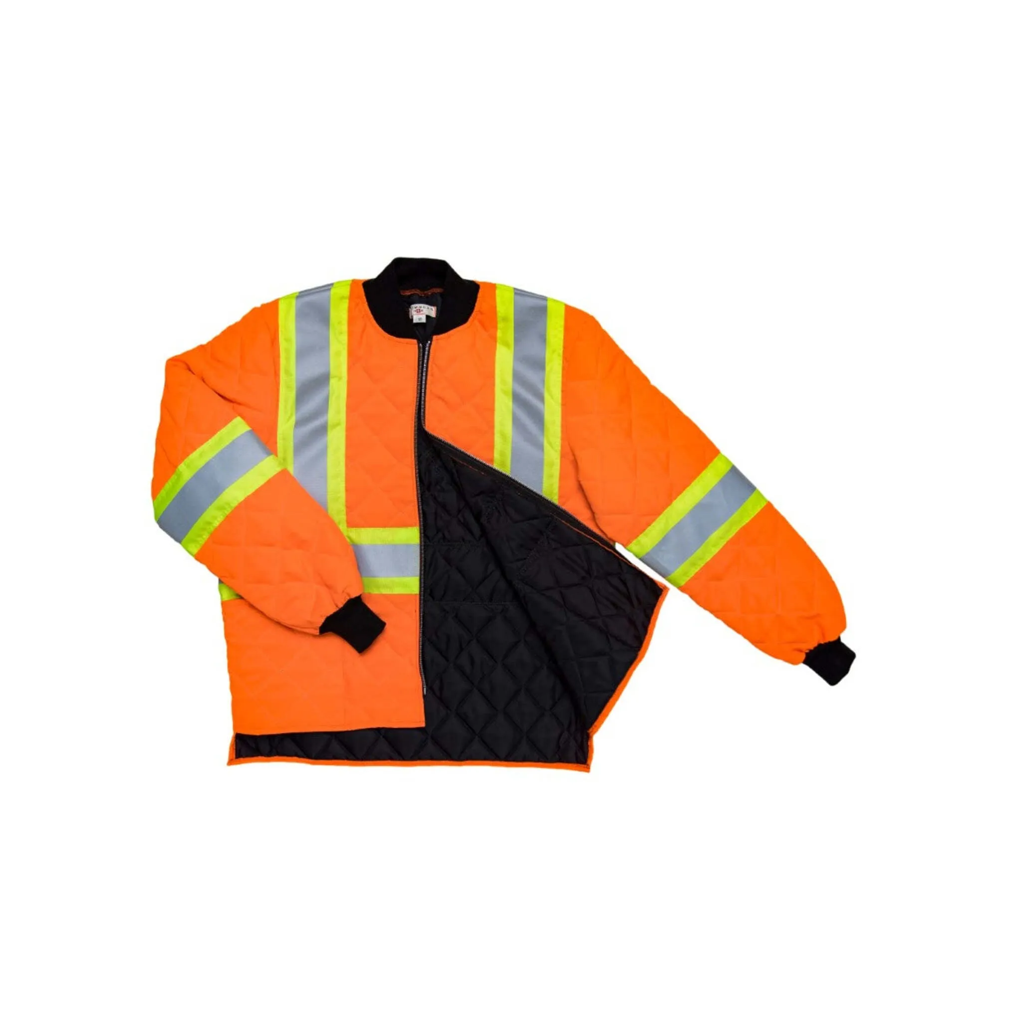 Crowncap 380HV Quilted Hi-Vis Safety Freezer Jacket – Canadian Made, Insulated, YKK Zipper, Multiple Pockets for Cold Weather Work & Visibility
