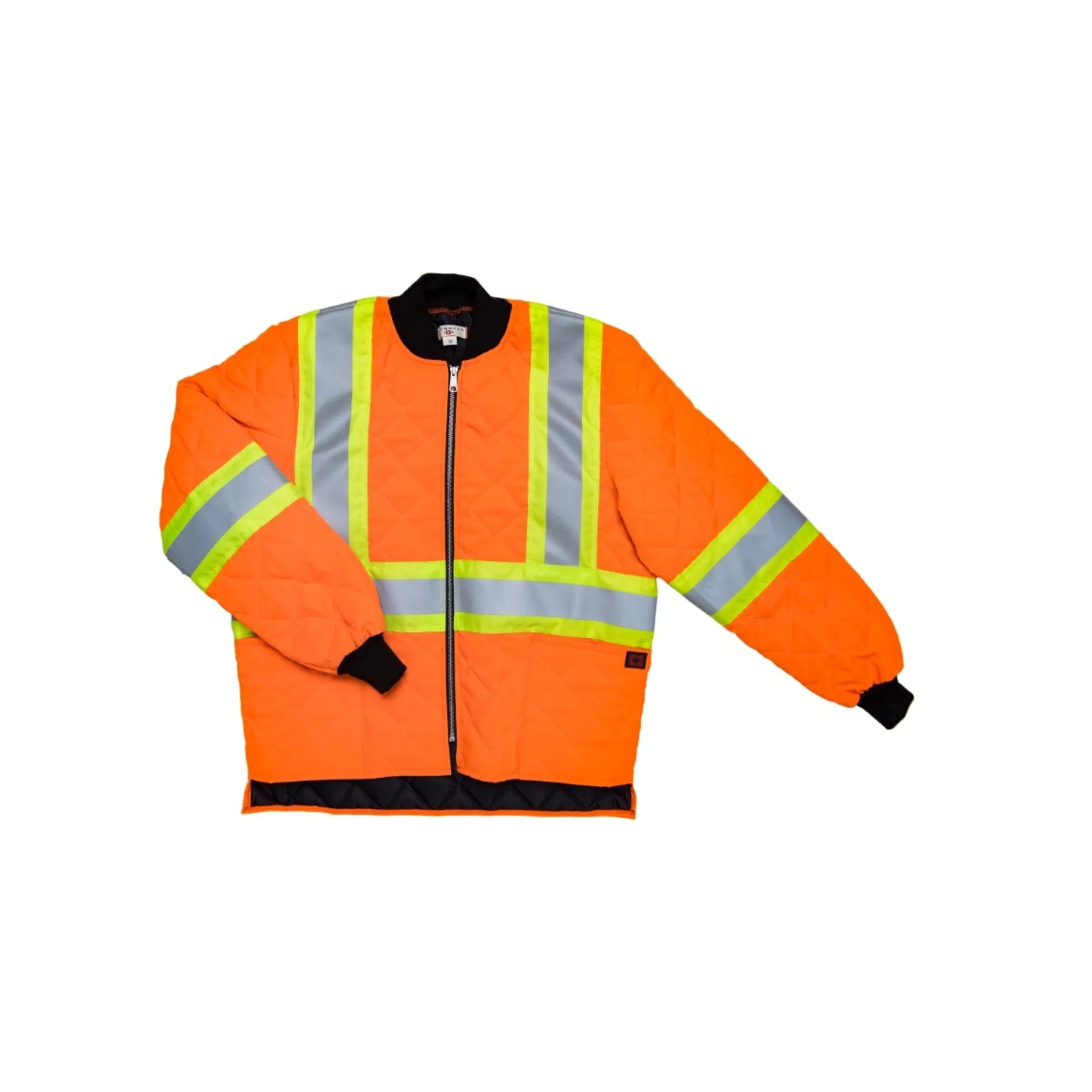 Crowncap 380HV Quilted Hi-Vis Safety Freezer Jacket – Canadian Made, Insulated, YKK Zipper, Multiple Pockets for Cold Weather Work & Visibility