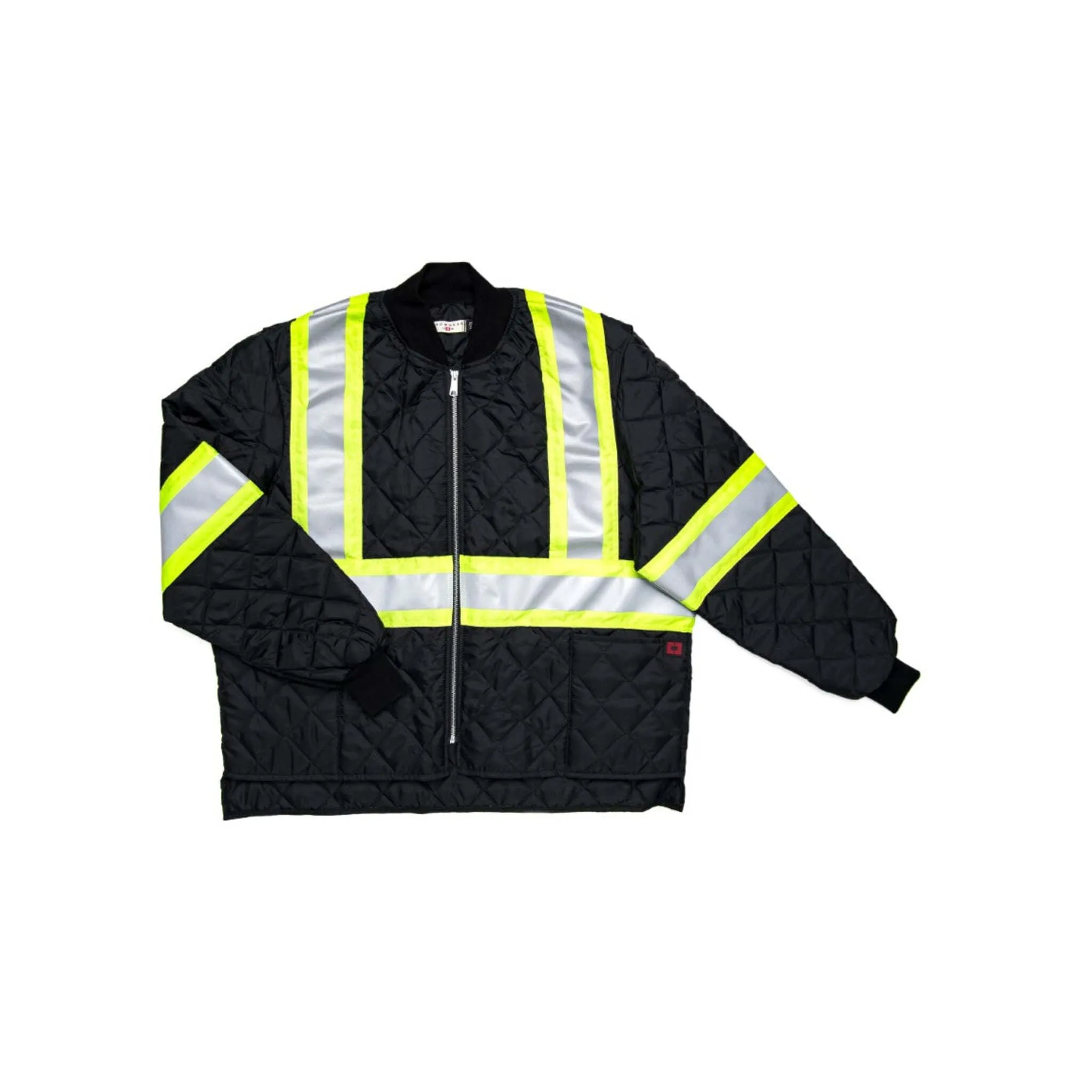 Crowncap 380HV Quilted Hi-Vis Safety Freezer Jacket – Canadian Made, Insulated, YKK Zipper, Multiple Pockets for Cold Weather Work & Visibility