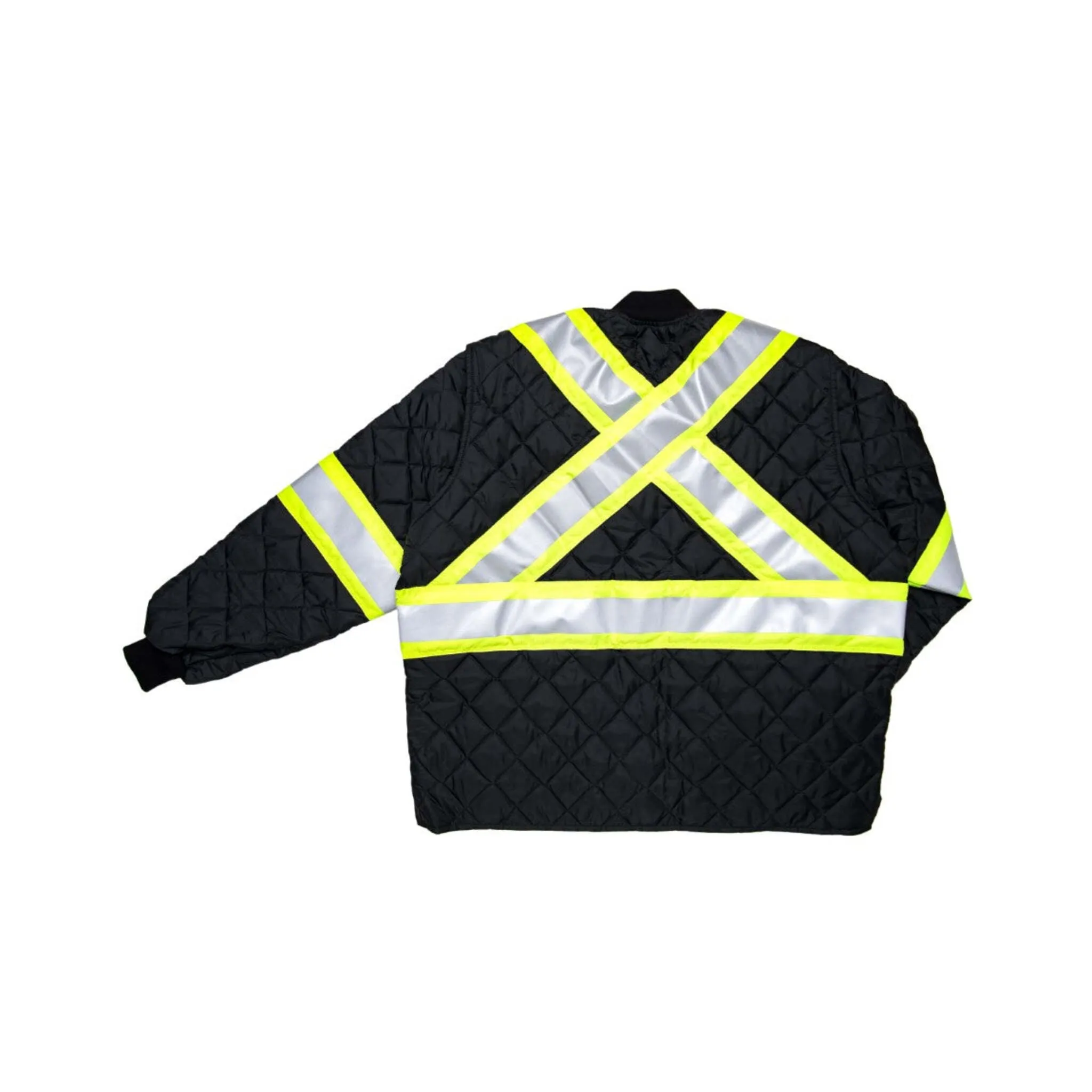 Crowncap 380HV Quilted Hi-Vis Safety Freezer Jacket – Canadian Made, Insulated, YKK Zipper, Multiple Pockets for Cold Weather Work & Visibility