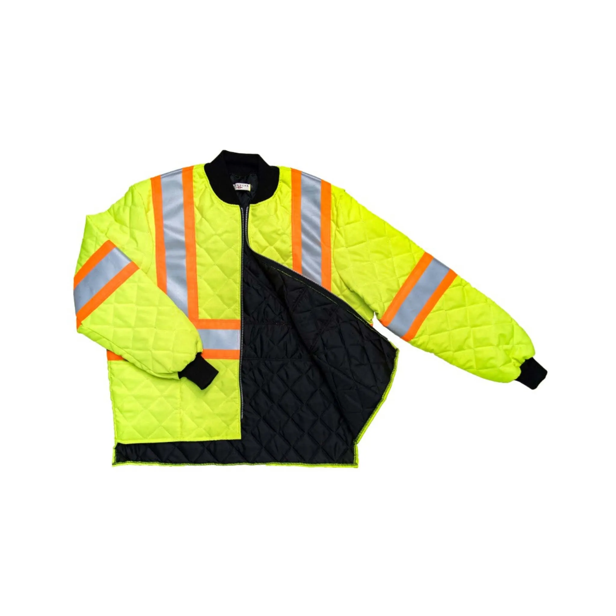 Crowncap 380HV Quilted Hi-Vis Safety Freezer Jacket – Canadian Made, Insulated, YKK Zipper, Multiple Pockets for Cold Weather Work & Visibility