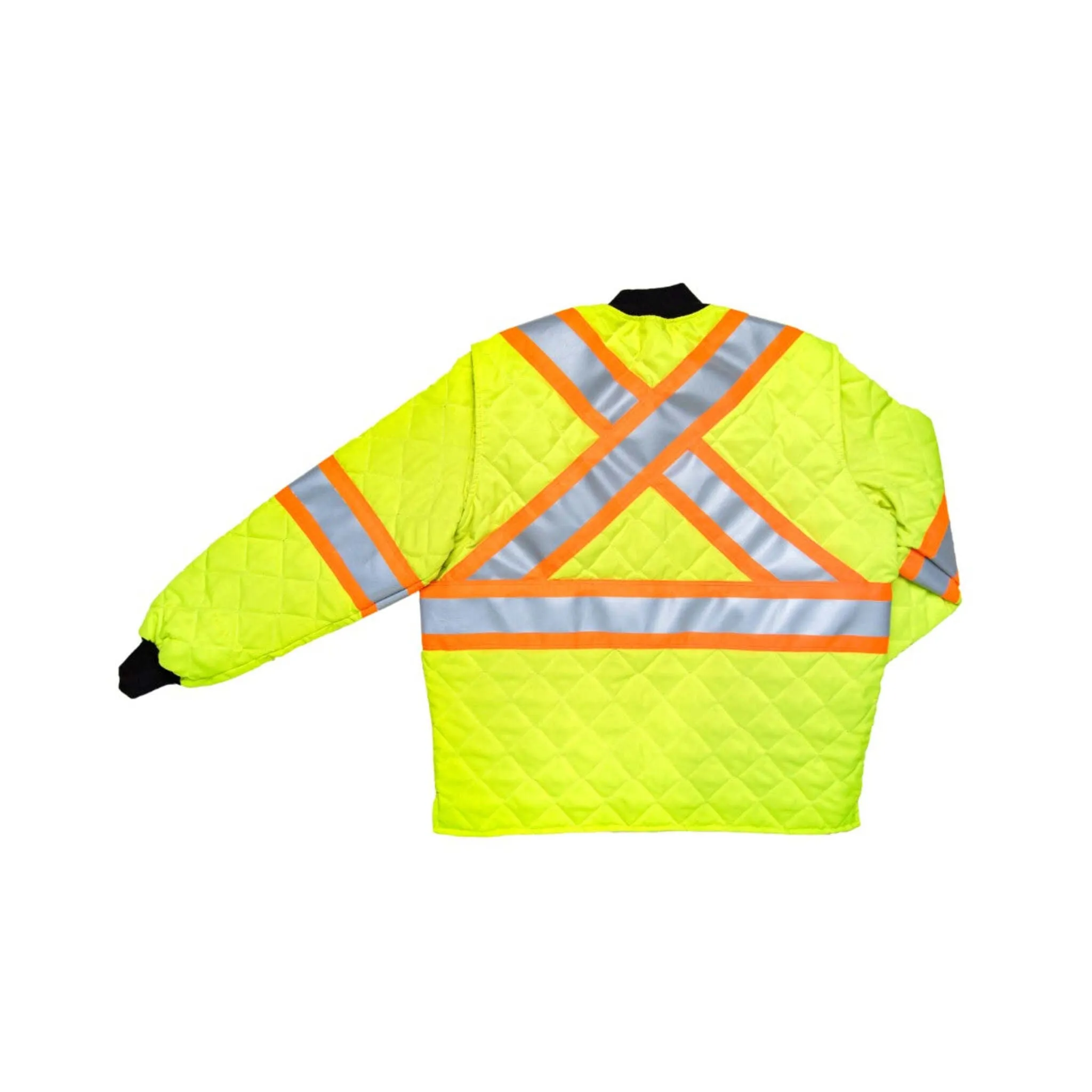Crowncap 380HV Quilted Hi-Vis Safety Freezer Jacket – Canadian Made, Insulated, YKK Zipper, Multiple Pockets for Cold Weather Work & Visibility