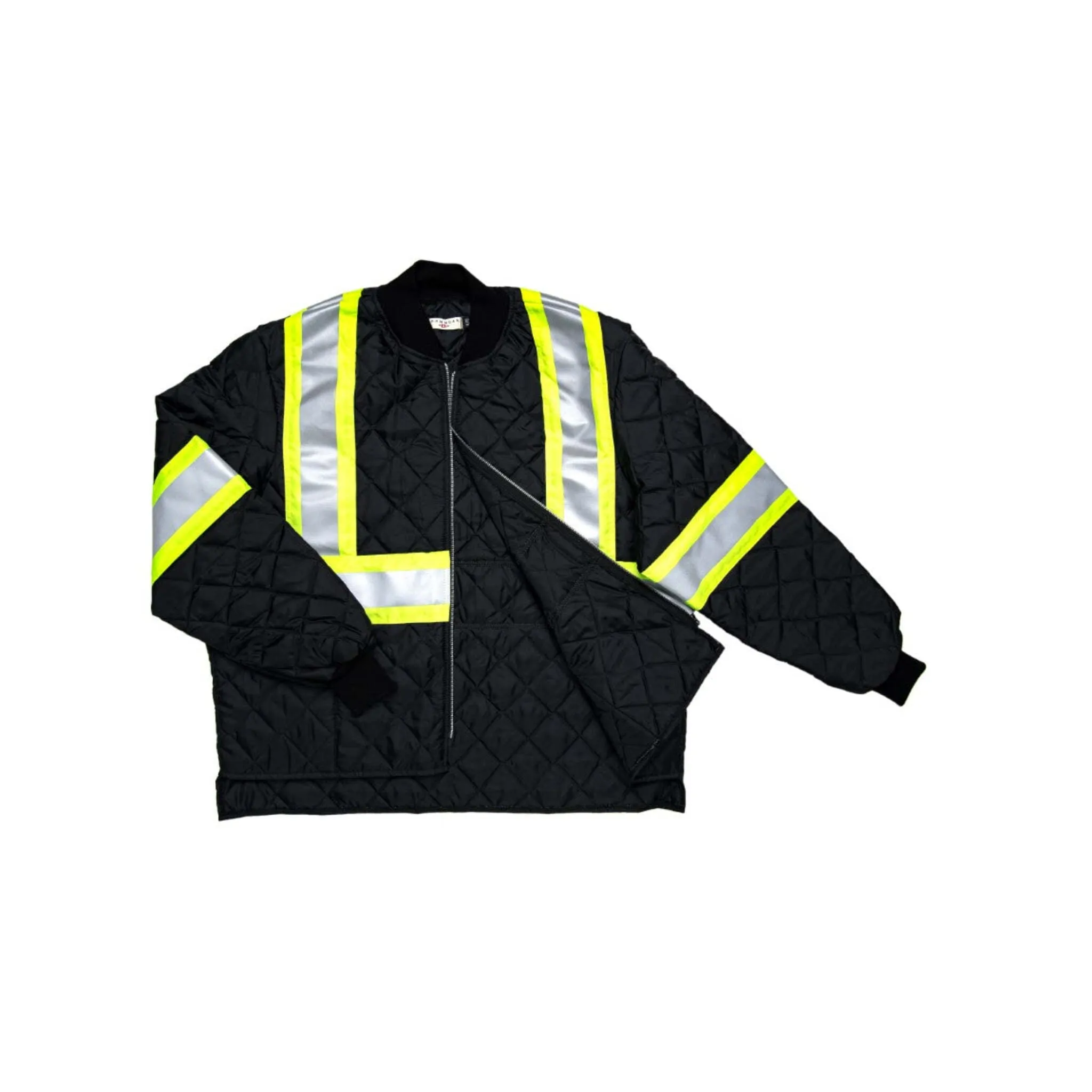 Crowncap 380HV Quilted Hi-Vis Safety Freezer Jacket – Canadian Made, Insulated, YKK Zipper, Multiple Pockets for Cold Weather Work & Visibility