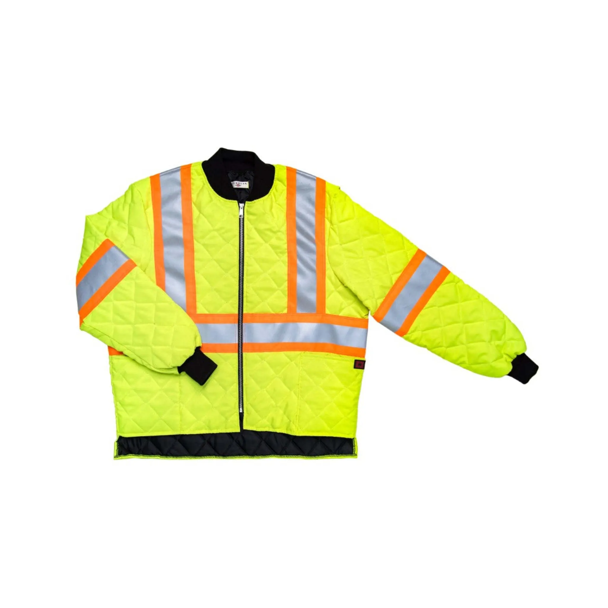 Crowncap 380HV Quilted Hi-Vis Safety Freezer Jacket – Canadian Made, Insulated, YKK Zipper, Multiple Pockets for Cold Weather Work & Visibility