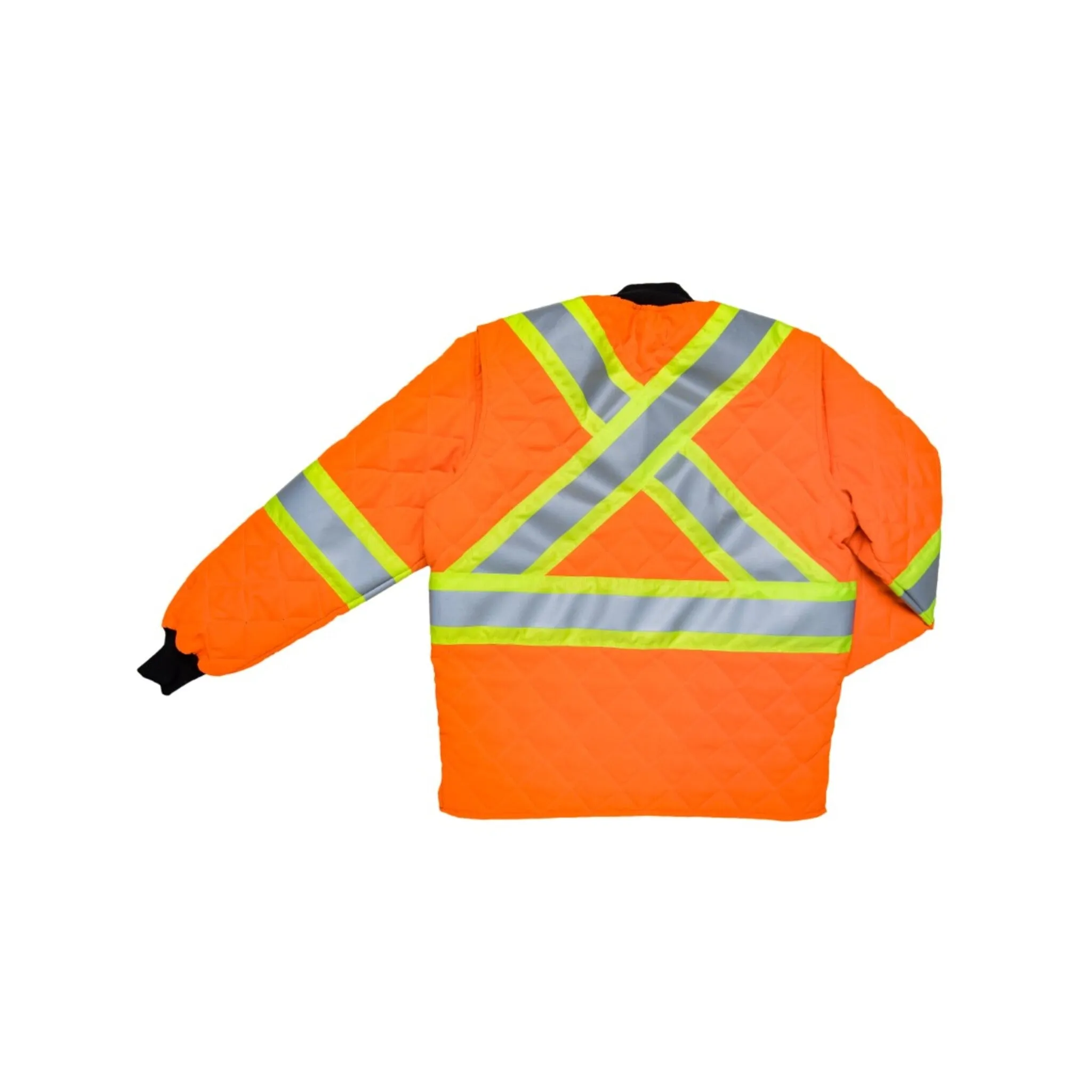 Crowncap 380HV Quilted Hi-Vis Safety Freezer Jacket – Canadian Made, Insulated, YKK Zipper, Multiple Pockets for Cold Weather Work & Visibility