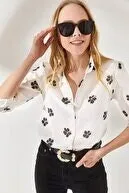 Daisy & Arrow Print Linen Fold Sleeve Woman Blouse, Summer Top, Arrow Blouse, Flower Blouse, Gift for her, 80s blouse, Vintage Blouse