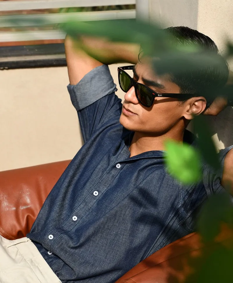Dark Blue Denim Shirt (Slim / Modern Fit)