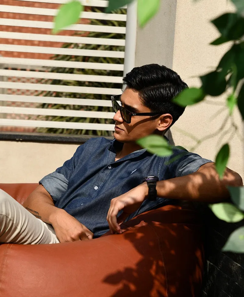 Dark Blue Denim Shirt (Slim / Modern Fit)