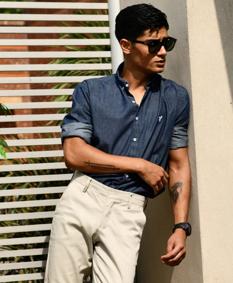 Dark Blue Denim Shirt (Slim / Modern Fit)