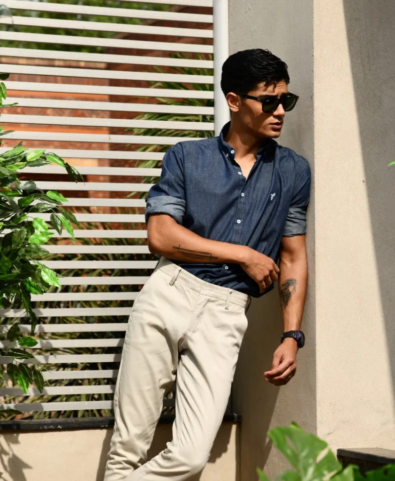 Dark Blue Denim Shirt (Slim / Modern Fit)