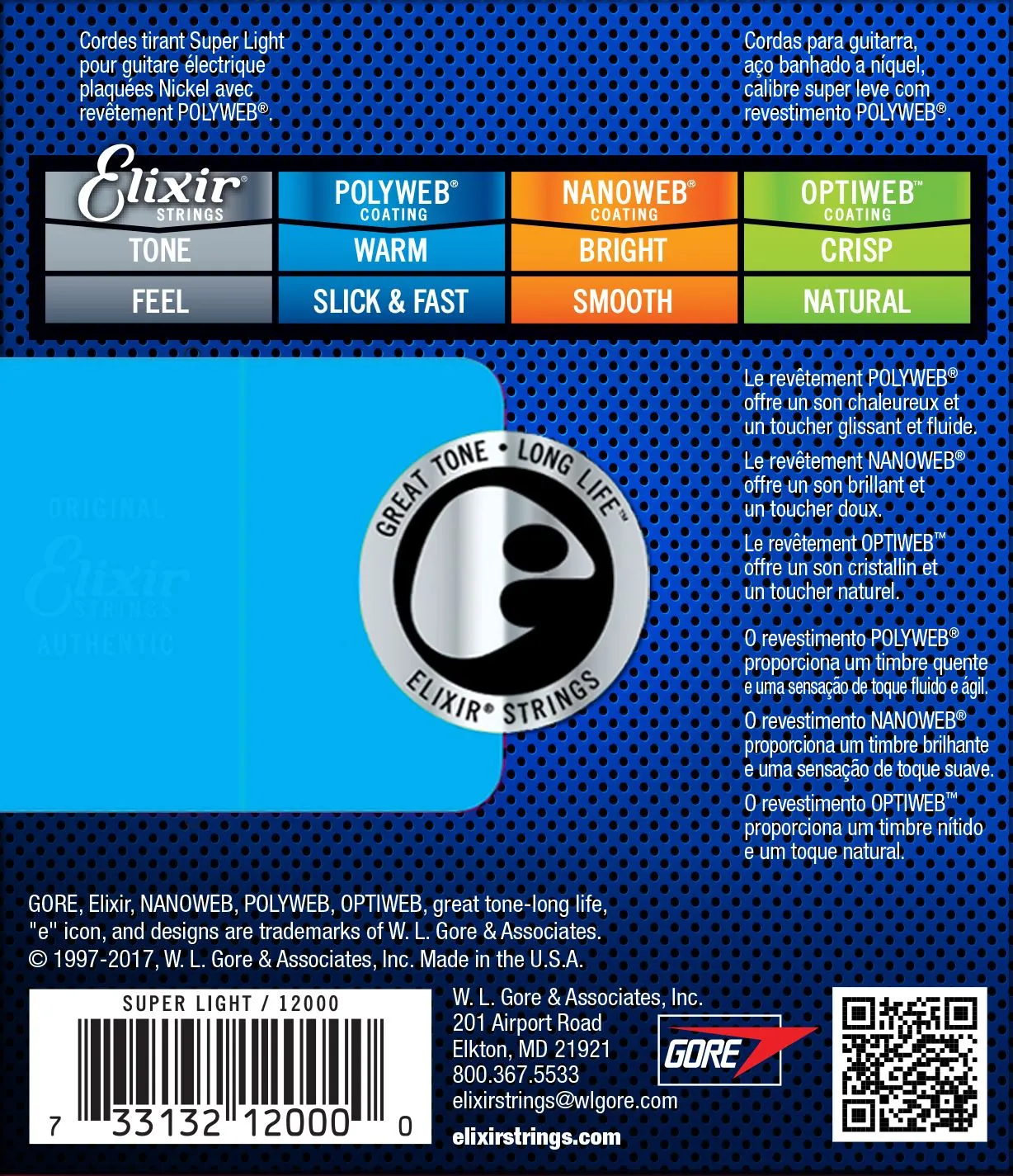 Elixir 12000 Polyweb Electric Strings - Super Light 09 - 42
