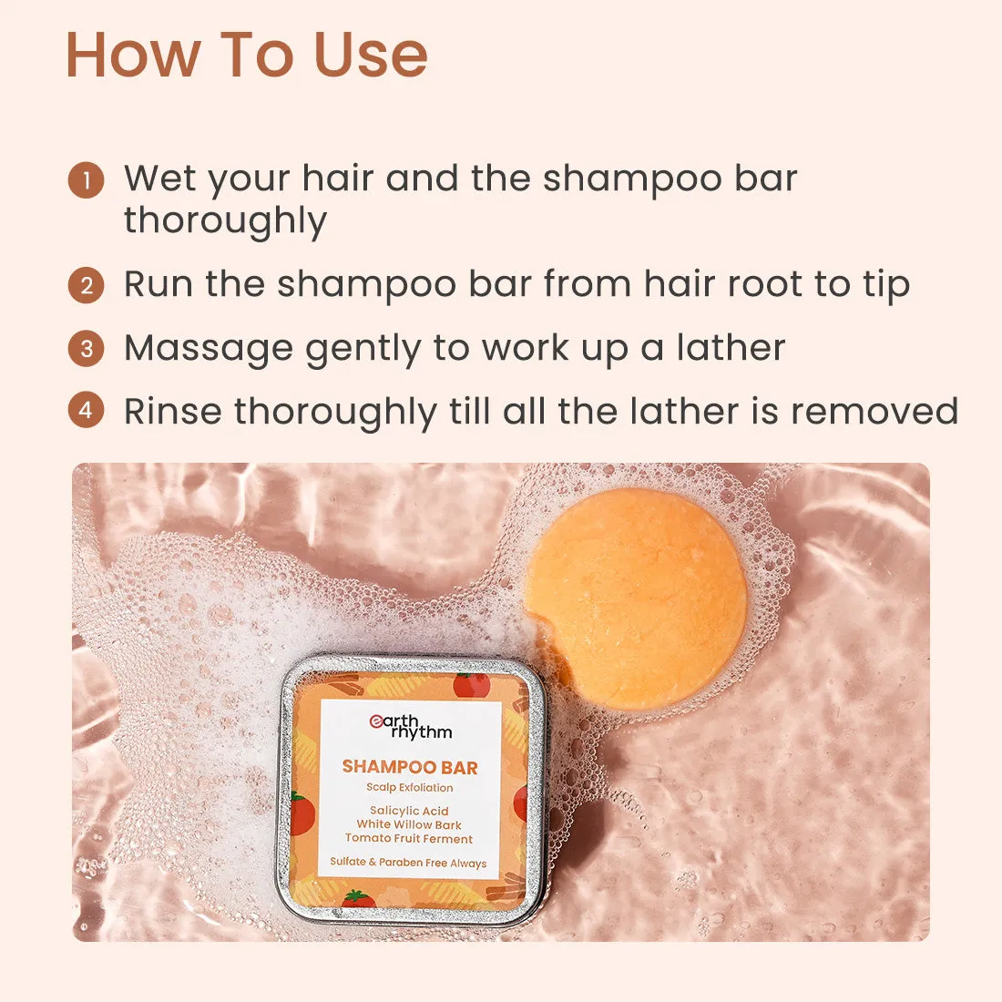 EXFOLIATING SHAMPOO BAR WITH 2% SALICYLIC ACID, WHITE WILLOW BARK & TOMATO FRUIT FERMENT
