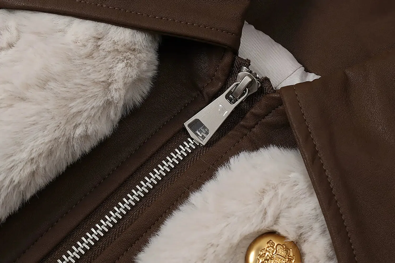Faux Fur Contrast Collar Coat