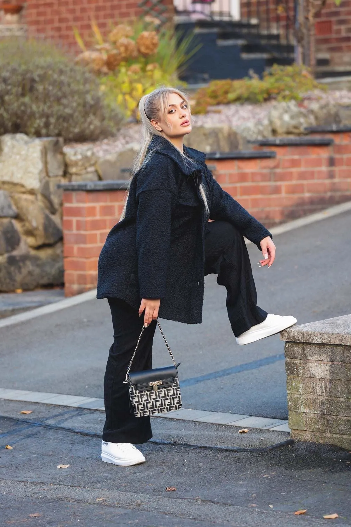 Faux Fur Pockets Button Fastening Shacket