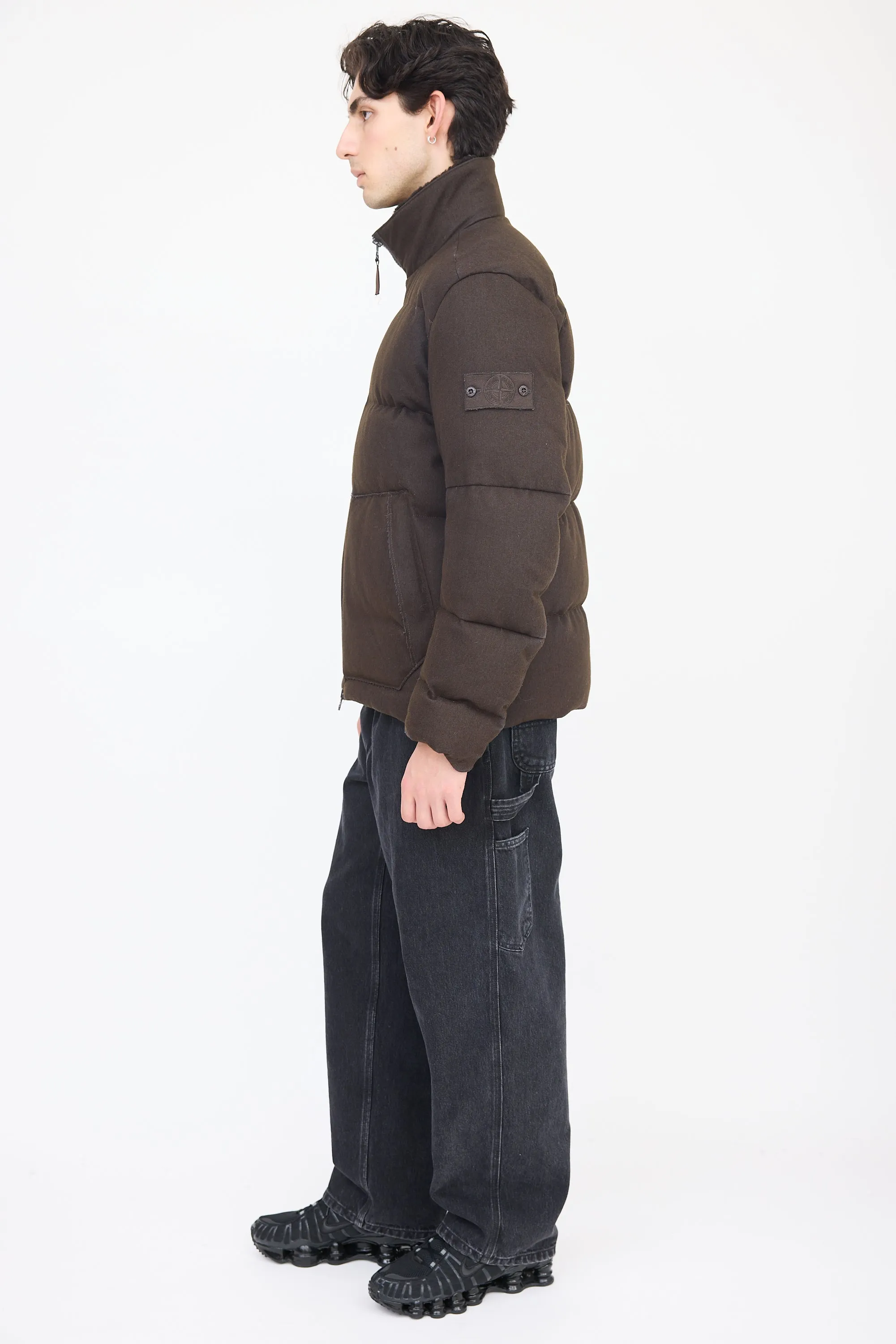 Green Wool Ghost Piece Down Jacket