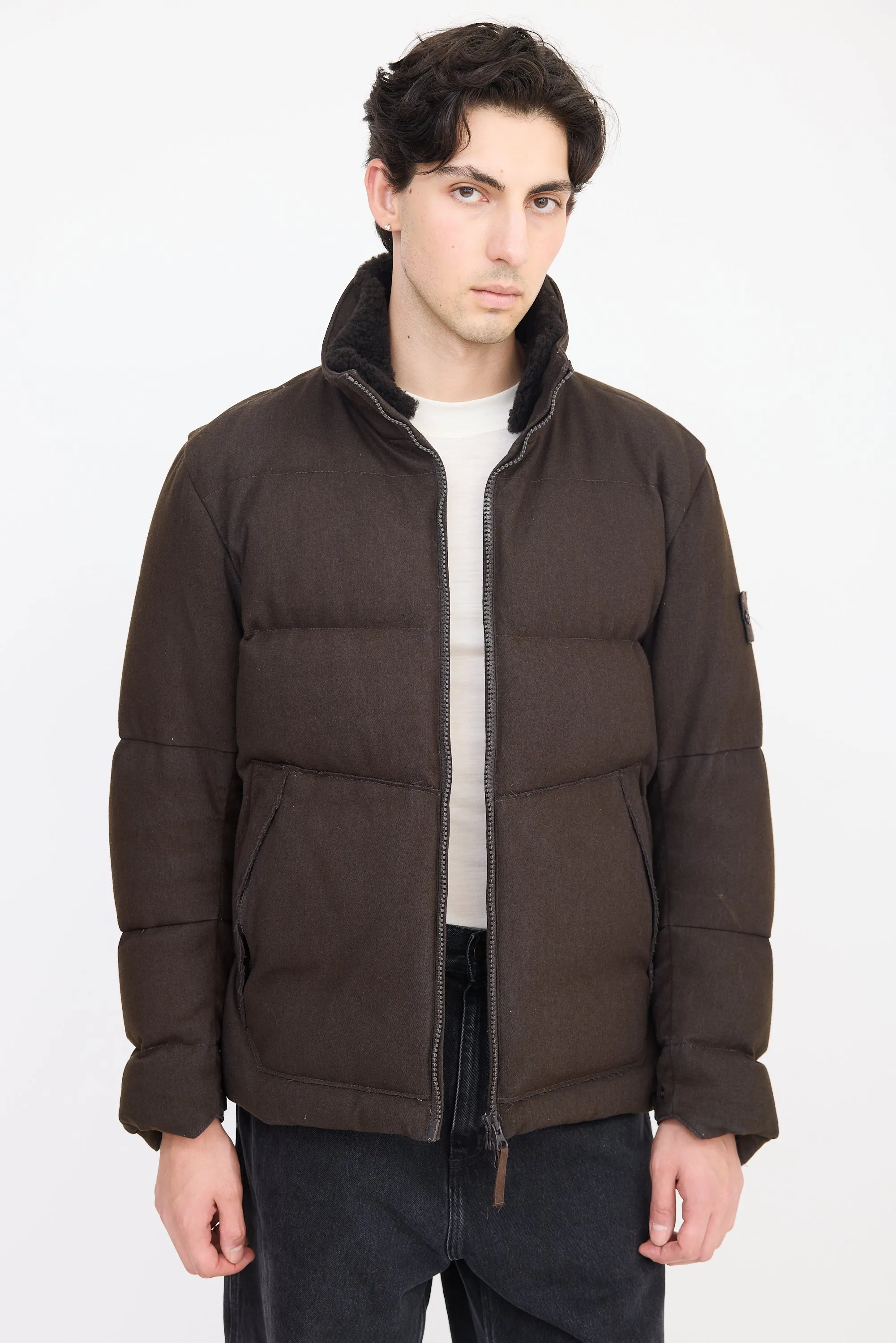 Green Wool Ghost Piece Down Jacket