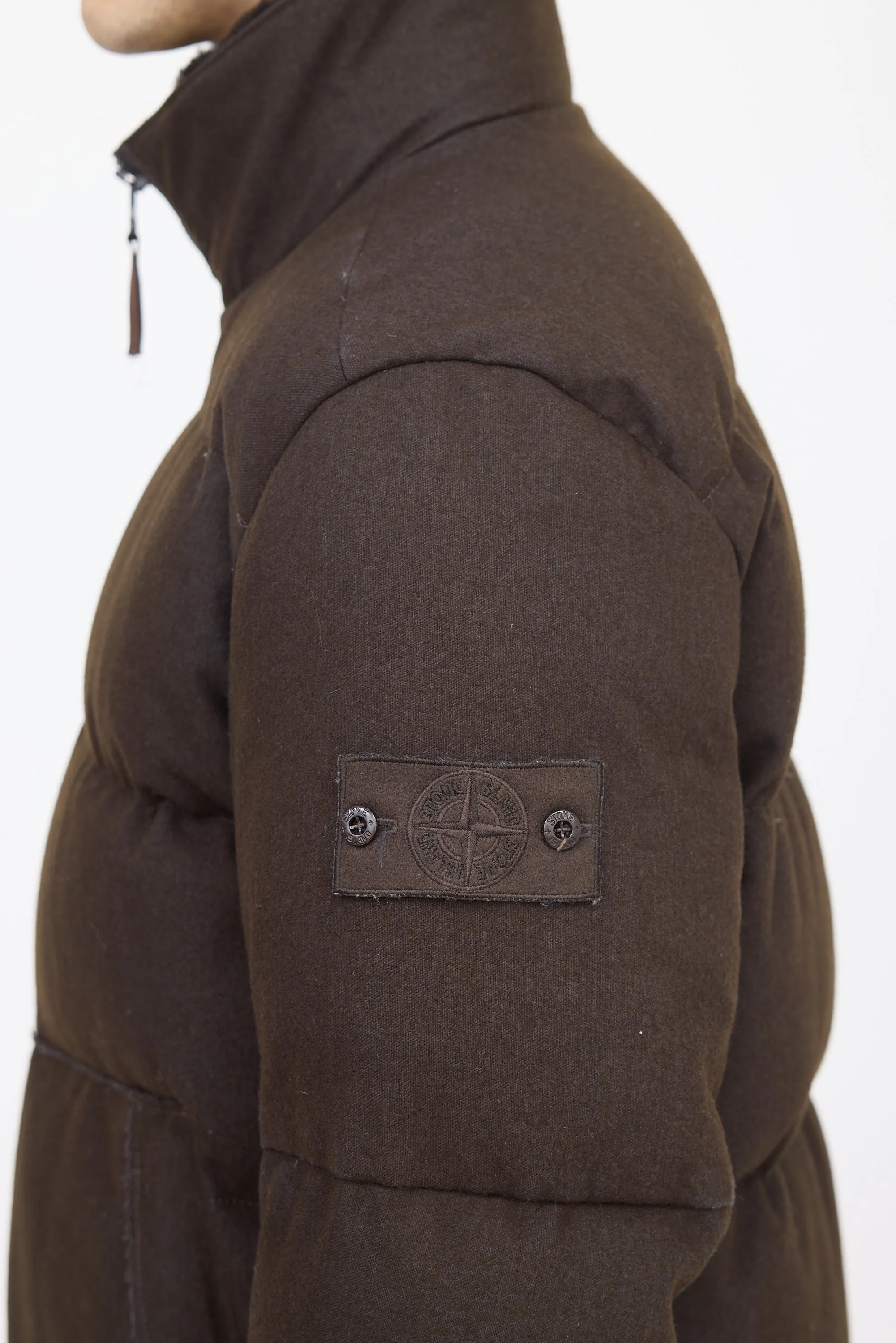 Green Wool Ghost Piece Down Jacket