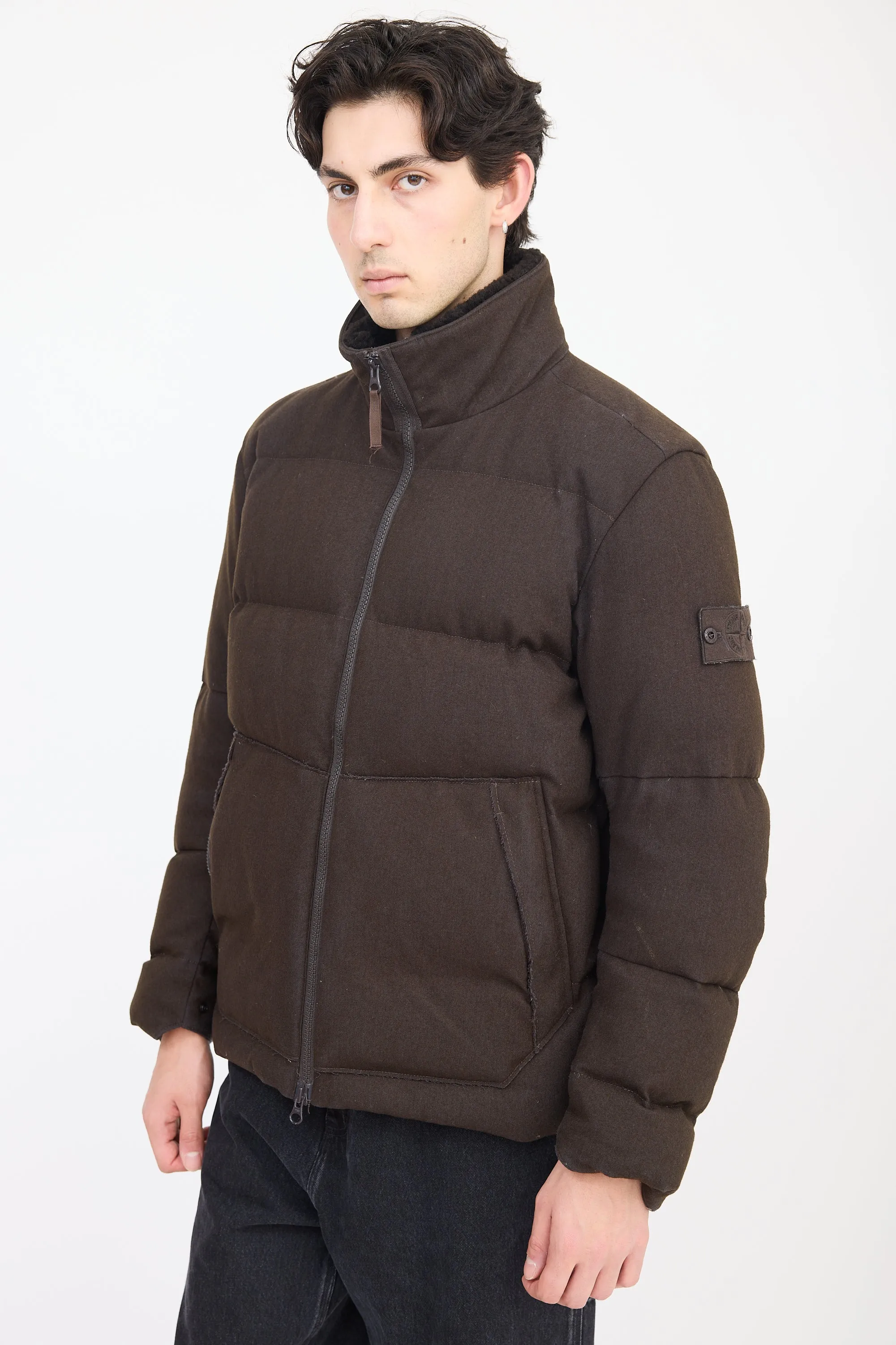 Green Wool Ghost Piece Down Jacket