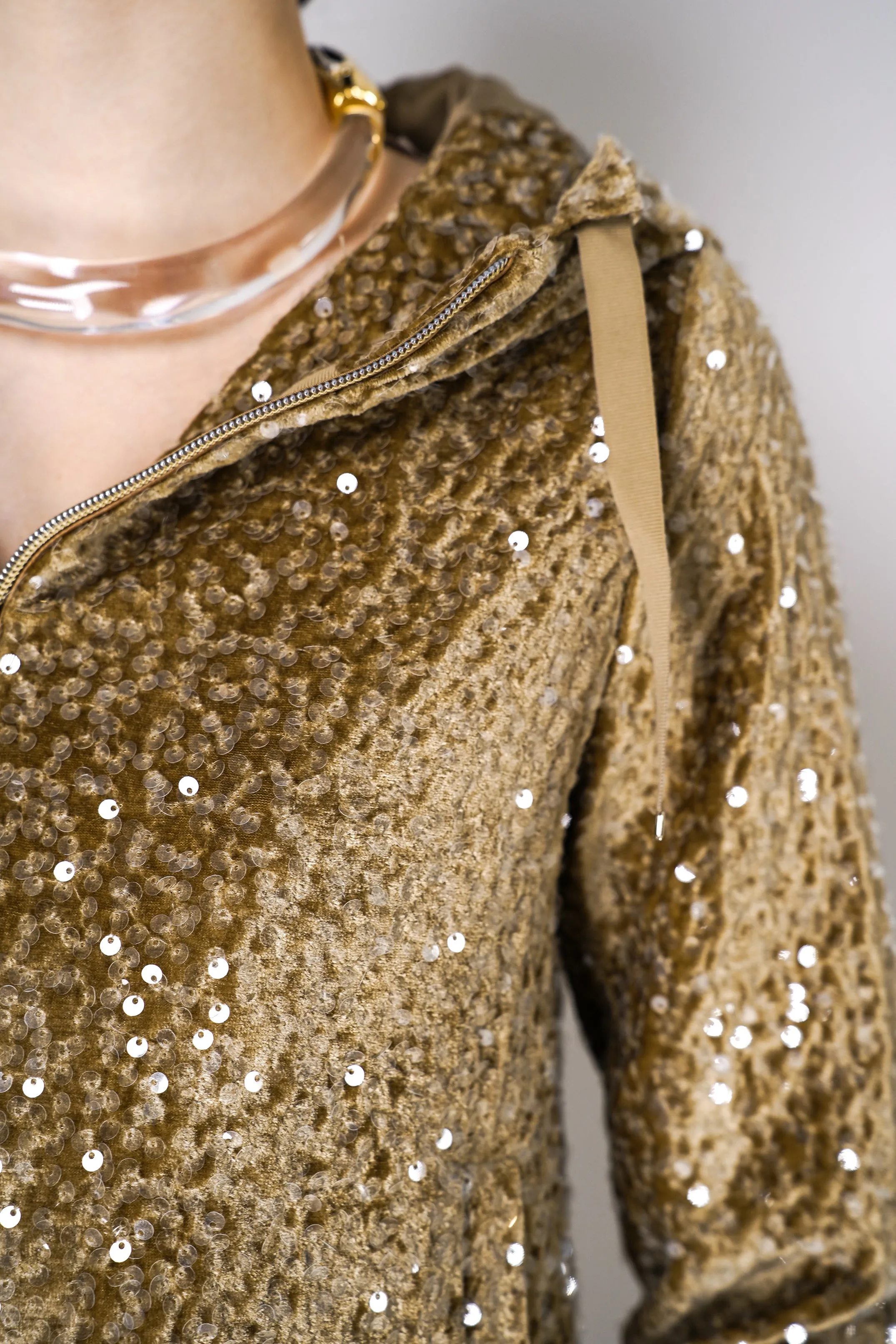 Herno Sequined Track Jacket in Gold