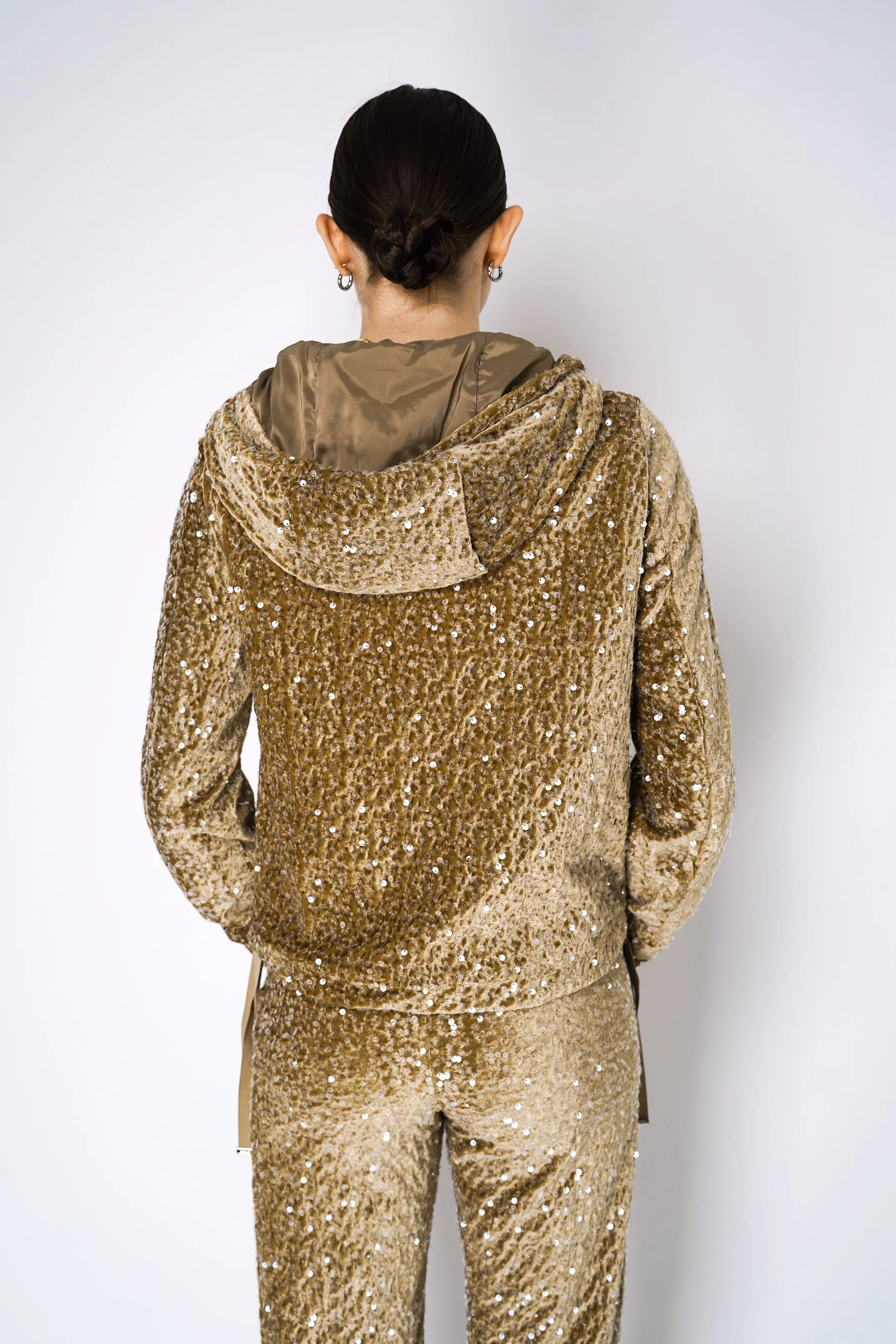 Herno Sequined Track Jacket in Gold
