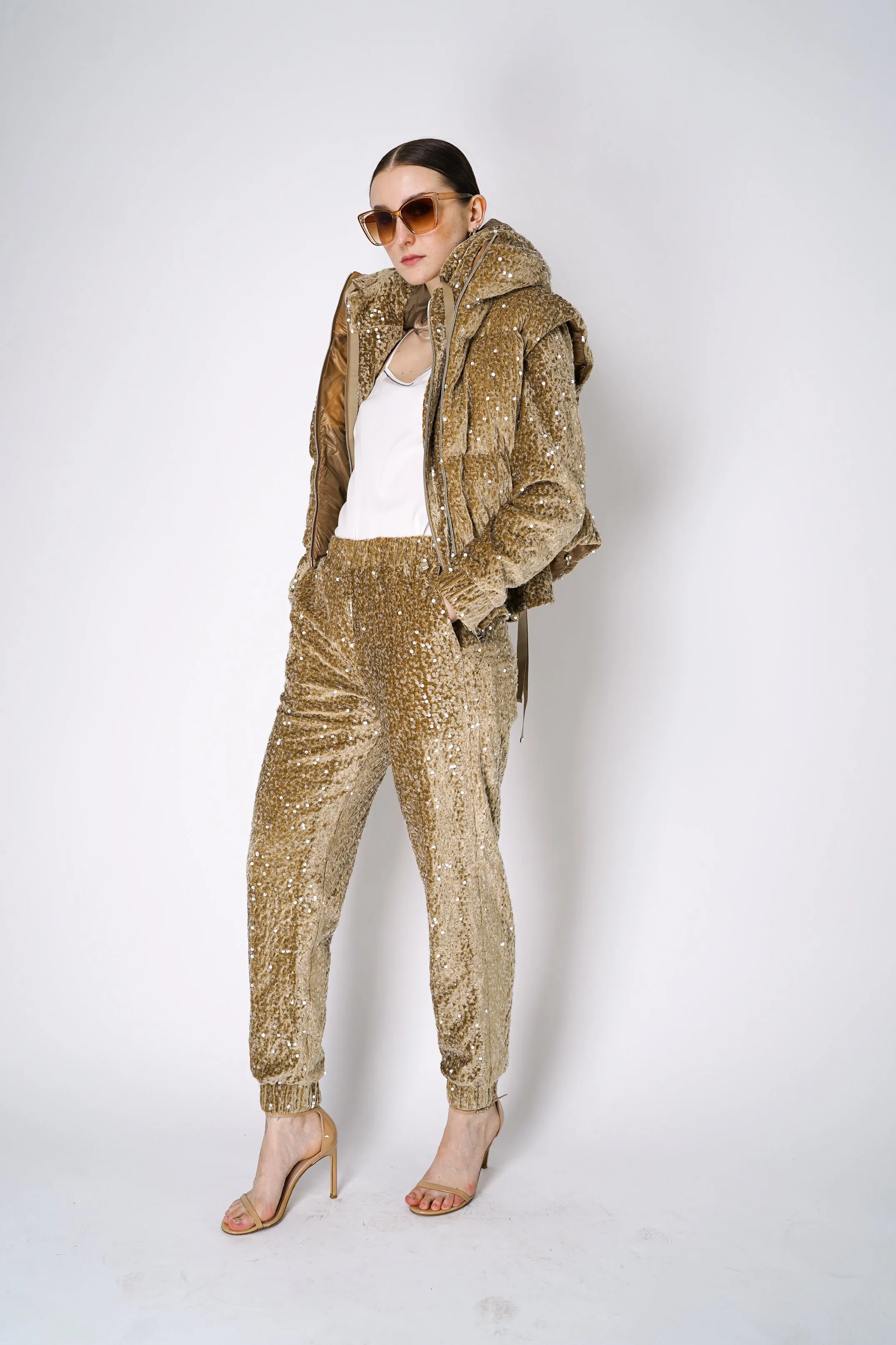 Herno Sequined Track Jacket in Gold