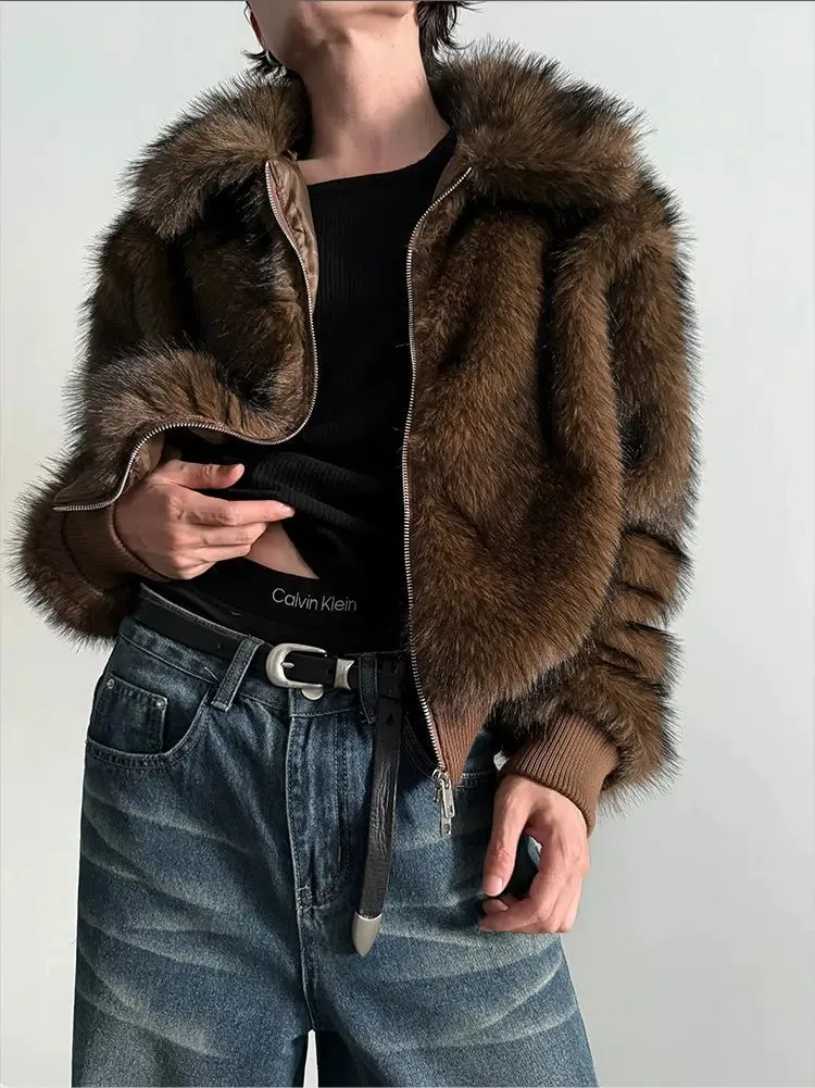 High Collar Luxurious Fur Jacket