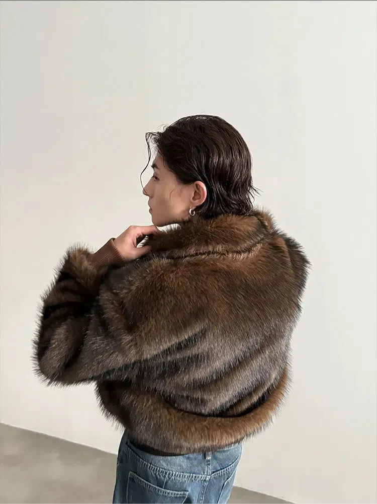 High Collar Luxurious Fur Jacket