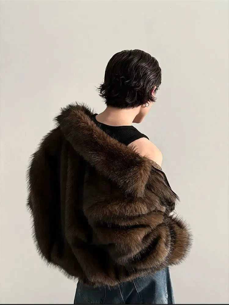 High Collar Luxurious Fur Jacket