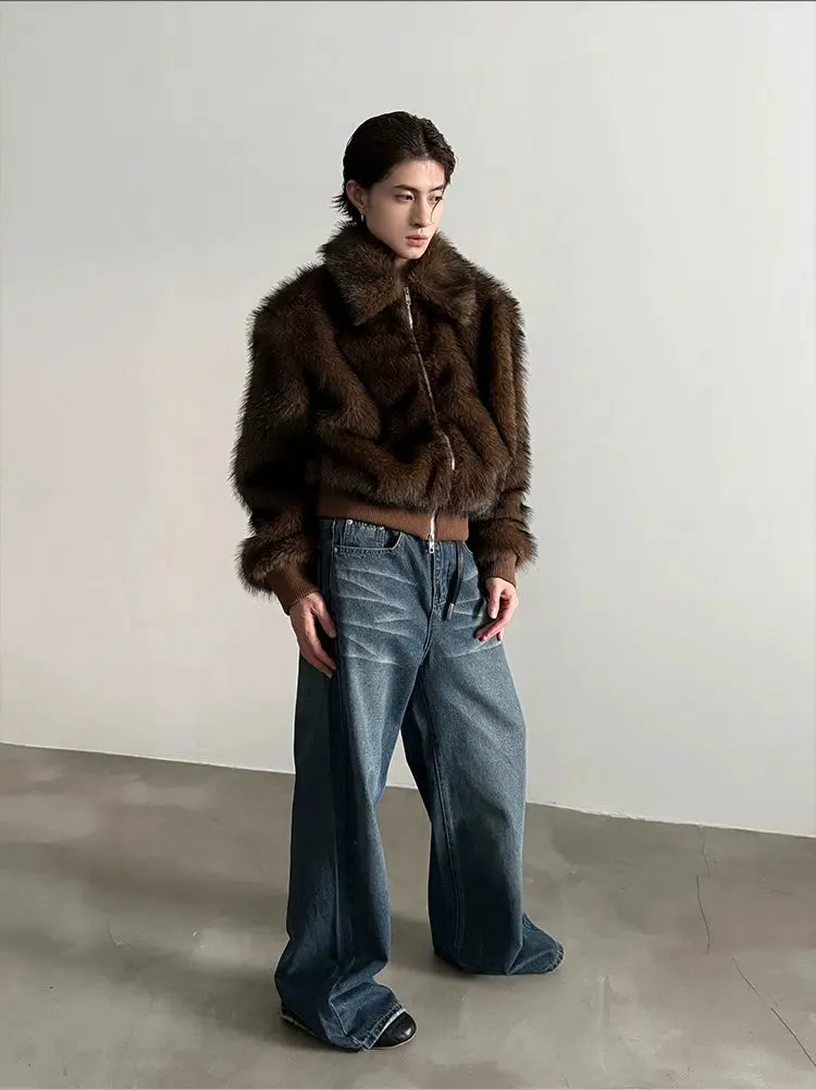 High Collar Luxurious Fur Jacket
