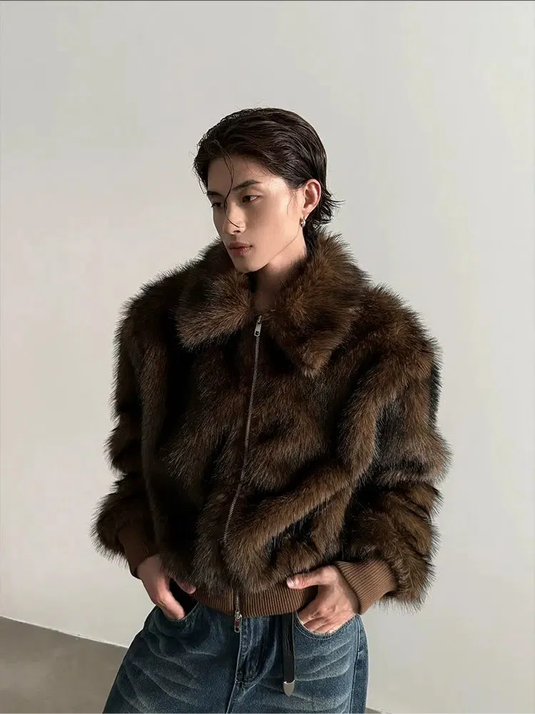 High Collar Luxurious Fur Jacket