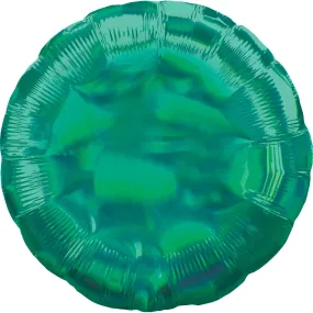 Holographic Iridescent Green Circle Foil Balloon 45cm Each
