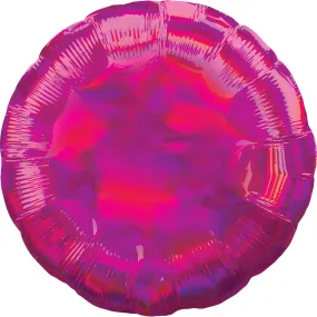 Holographic Iridescent Magenta Circle Foil Balloon 45cm Each