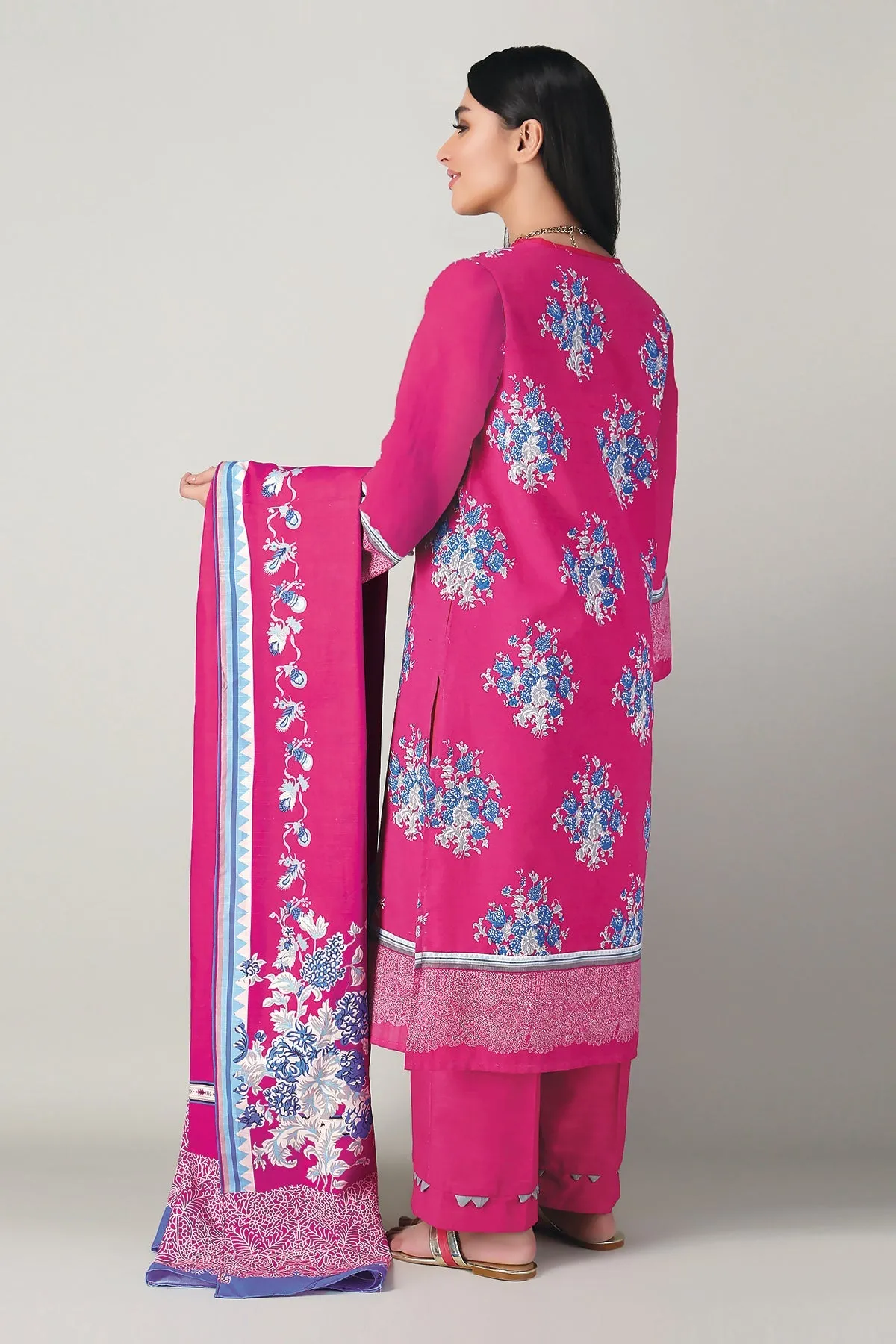 Khaadi Printed 3 Piece Khaddar Suit – AK20415 Pink