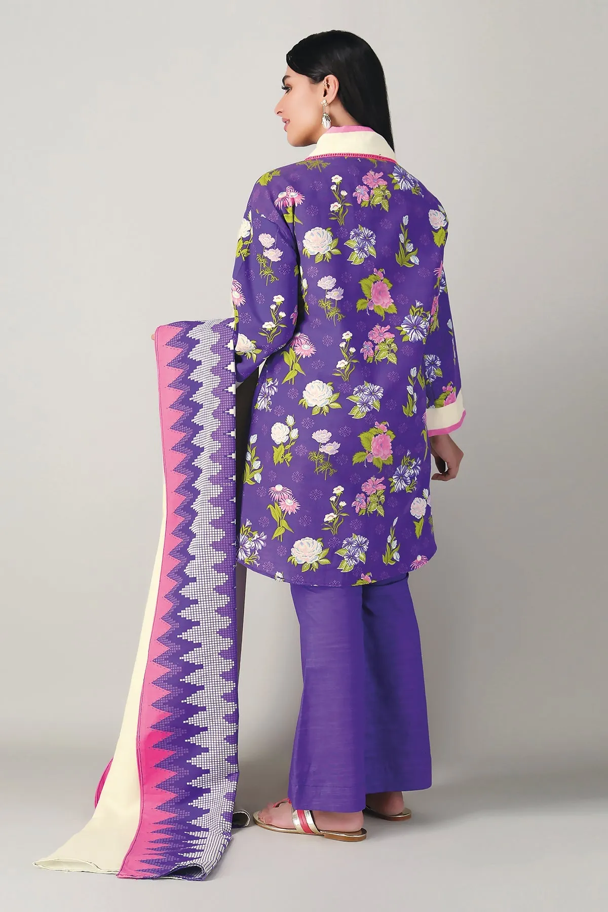 Khaadi Printed 3 Piece Khaddar Suit – AK20420 Purple