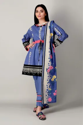 Khaadi Printed 3 Piece Khaddar Suit – AK20422 Grey