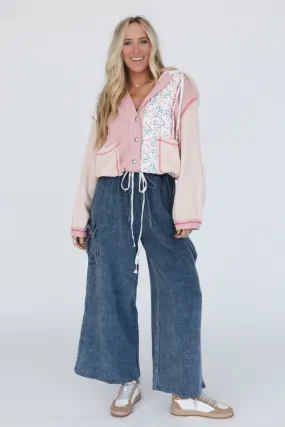 Leighton Button Up Floral Shacket - Pink
