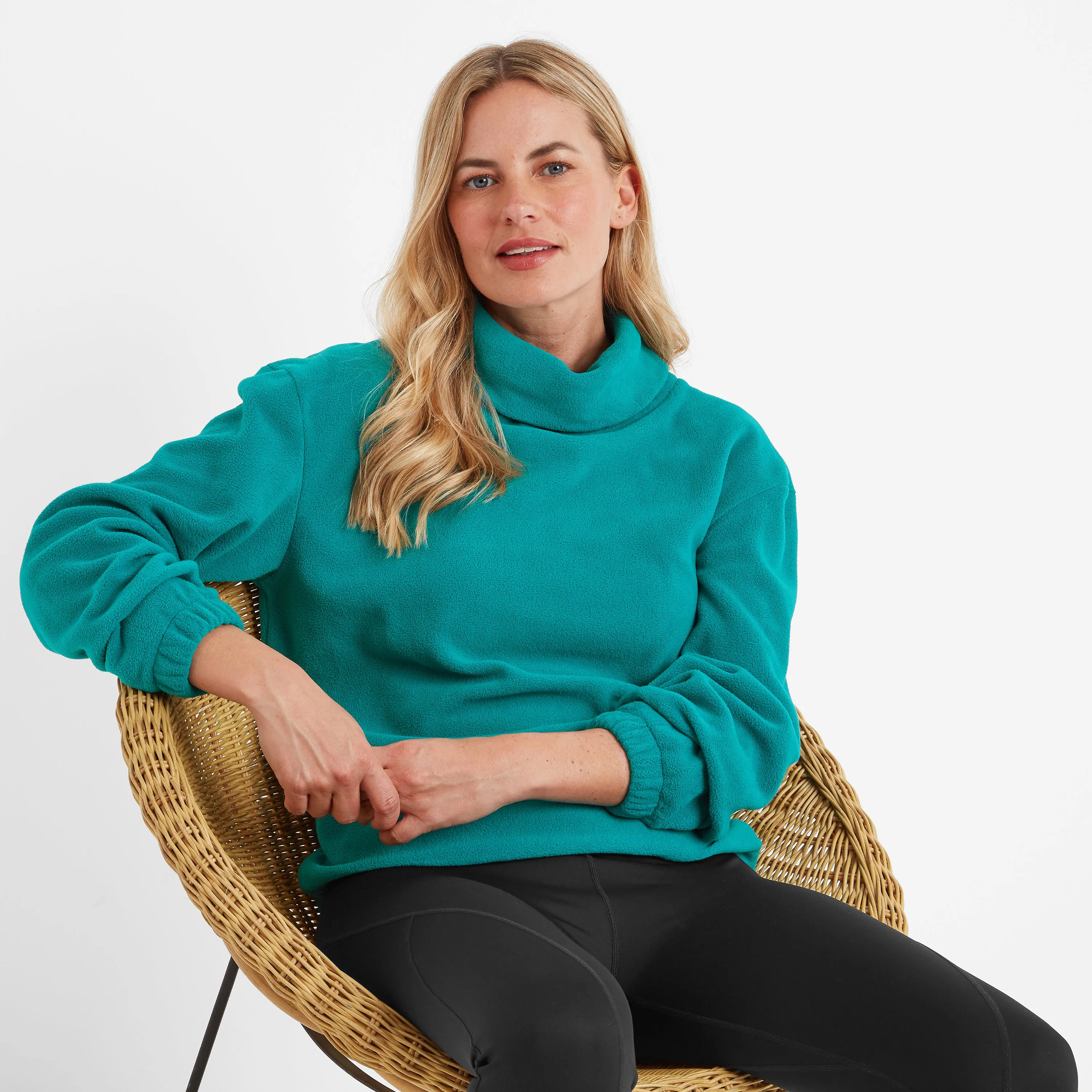 Mauly Womens Funnel Neck Fleece - Teal