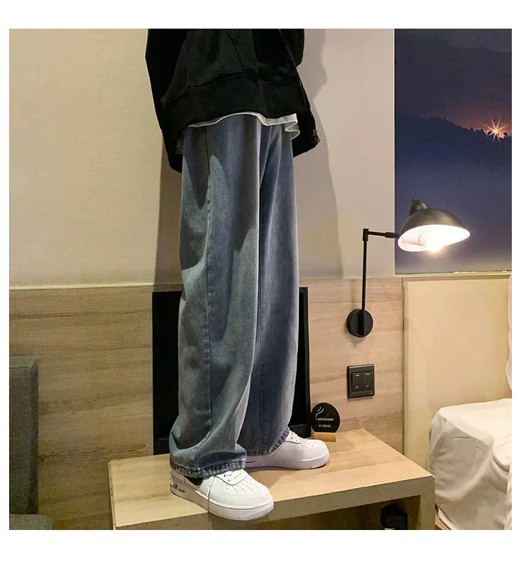 Men's Fashion Loose Jeans Straight Autumn New Woman Casual Jeans Mans Streetwear Korean Black Hip Hop Jeans Trouser